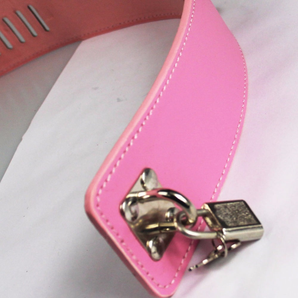 Best Toy Black Leather Bondage Lock Collar Strap for Adults.