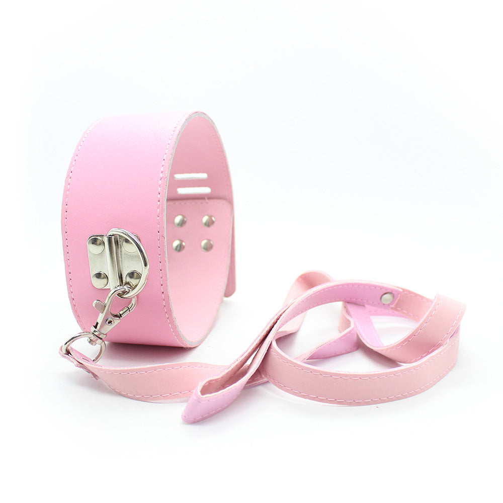 Best Toy Black Leather Bondage Lock Collar Strap for Adults.