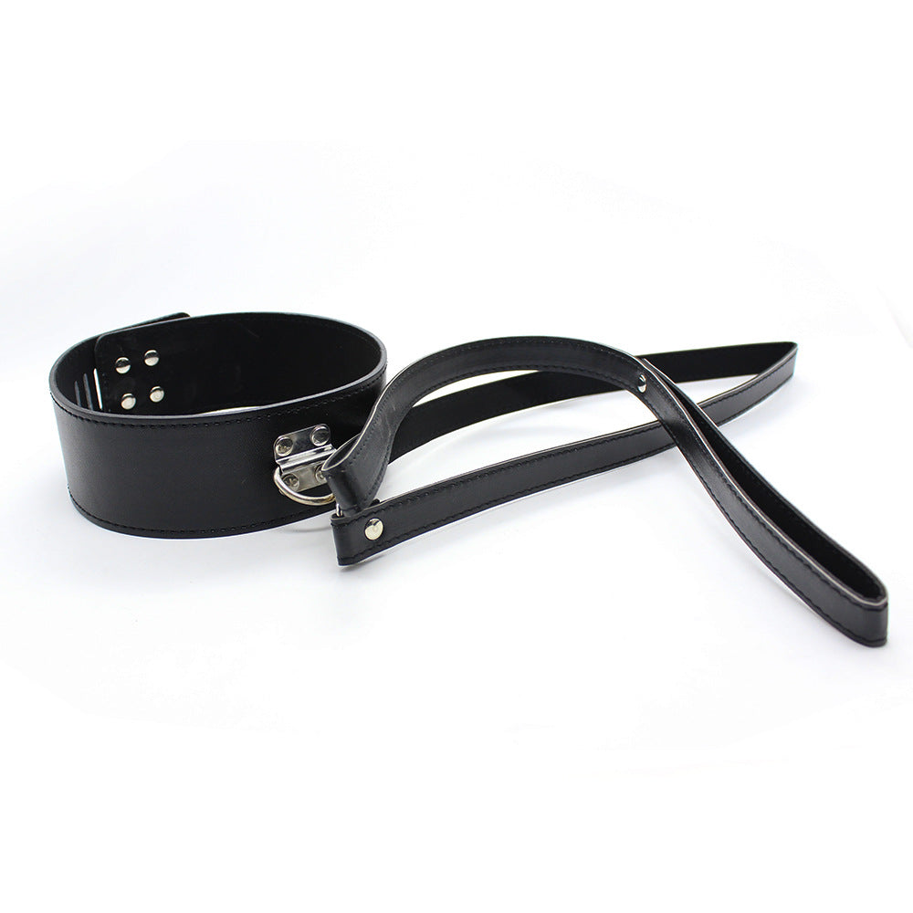 Best Toy Black Leather Bondage Lock Collar Strap for Adults.
